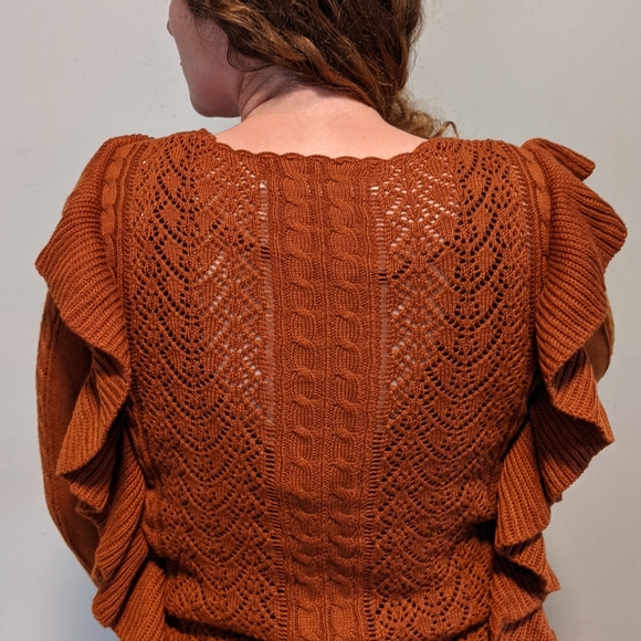 Rust orange Chelsea and violet ruffle sweater - Picture 3 of 3